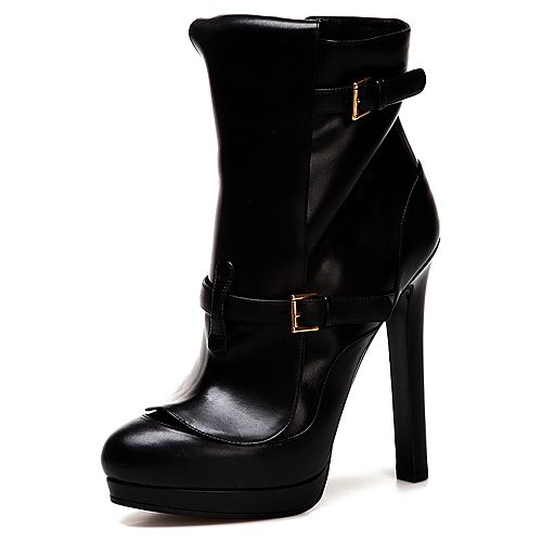 Alexander McQueen Leather Buckle Ankle Boots