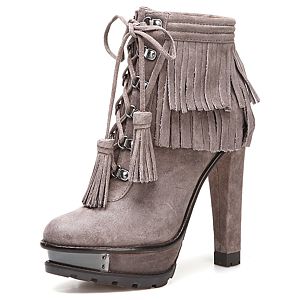 B Brian Atwood Tempesta Suede Fringe Ankle Boot