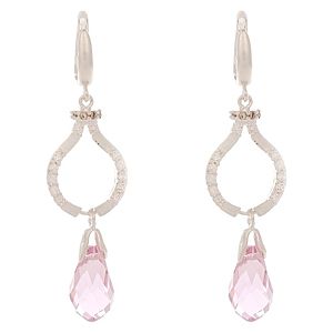 Sahara    Pembe Swarovski Taşlı Hakla Gümüş Küpe