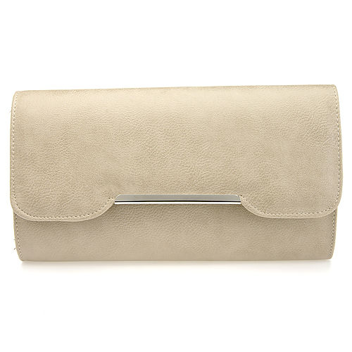 Sugar Bag Krem Rengi Deri Clutch