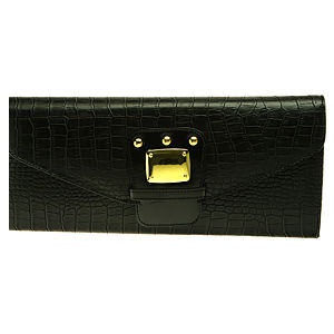 Sugar Bag Siyah Crocodile Desen Clutch