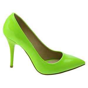 Pumps Up Neon Yeşil Pump Deri Stiletto