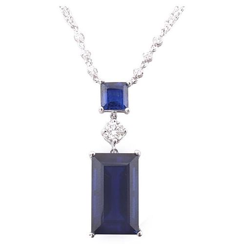 Selmas 14,89 ct. Baget Safir Taşlı Pırlanta Kolye