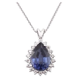 Selmas 4,76 ct. Safir Taşlı, 0,42 ct. Pırlanta Kolye