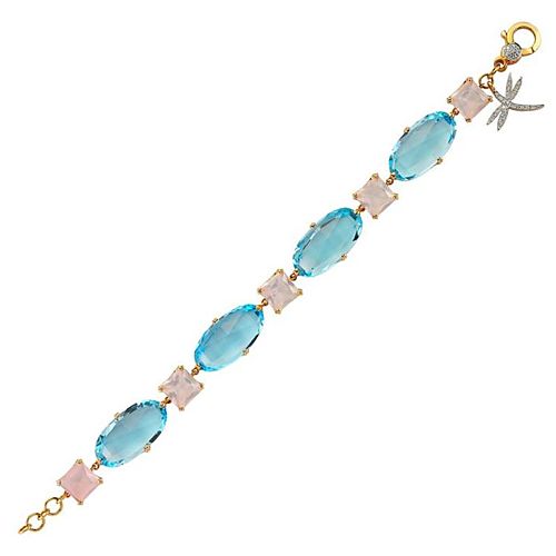 Selmas Blue Topaz ve Pink Quartz Taşlı Renkli Bileklik