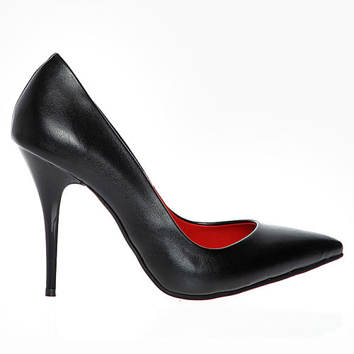 Pumps Up Siyah Deri Stiletto