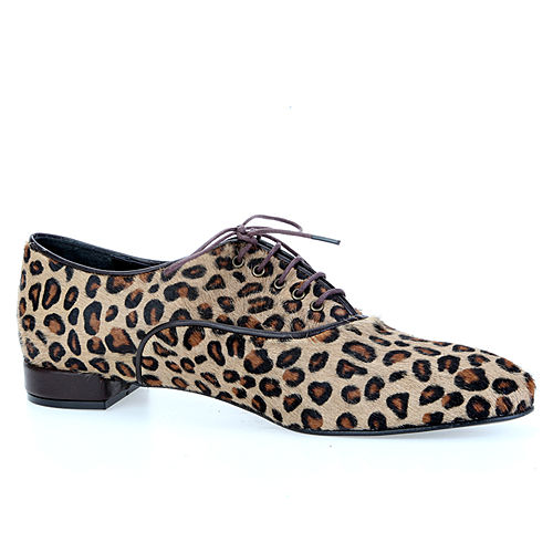 LeSille Natural Leopar Tay Oxford Ayakkabı