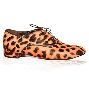 LeSille Orange Leopar Tay Oxford Ayakkabı