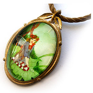 Mainili Mushroom Fairy Bronze Art Pendant