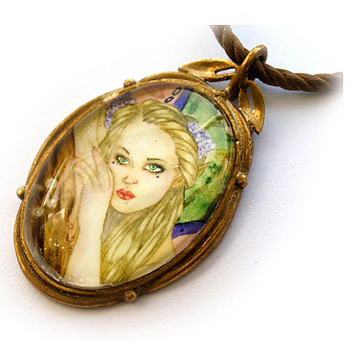 Mainili Pink Fairy Bronze Art Pendant