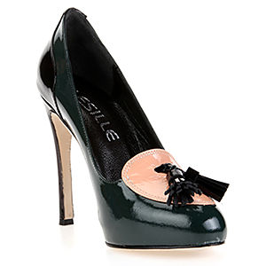 LeSille Siyah & Petrol Yeşili & Tenrengi Rugan Püsküllü Ayakkabı