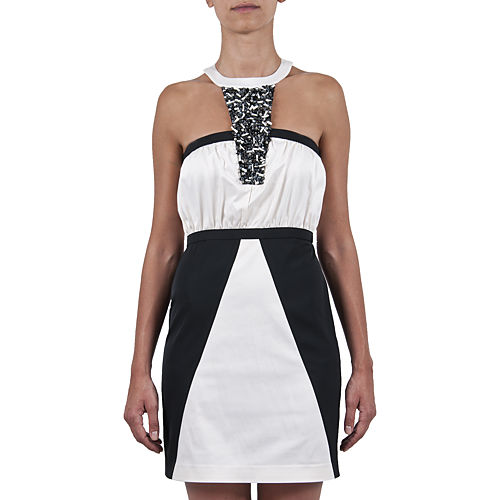 Berna Ulutaş Swarovski / Beyaz Mercan İşli Geometrik Elbise