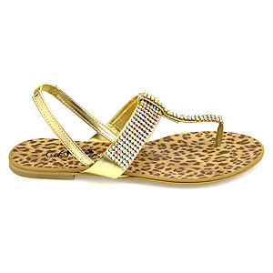 Colour Steps Altın Renkli Pırlanta Taş Süslemeli Sandalet