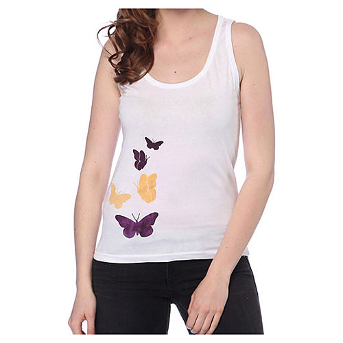 2bTrendy Beyaz Kelebekler T-Shirt