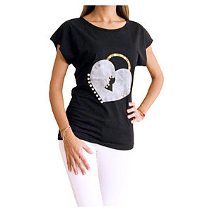 2bTrendy Kilitli Kalp T-Shirt