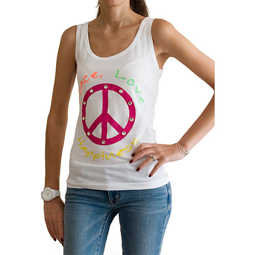 2bTrendy Peace Yazılı Beyaz T-Shirt