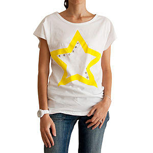 2bTrendy Sarı Yıldız Desenli Tunik