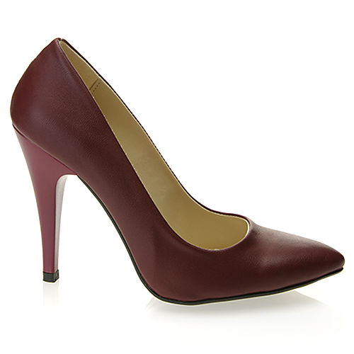 Mecrea Shoes Burgundy Bordo Deri Stiletto