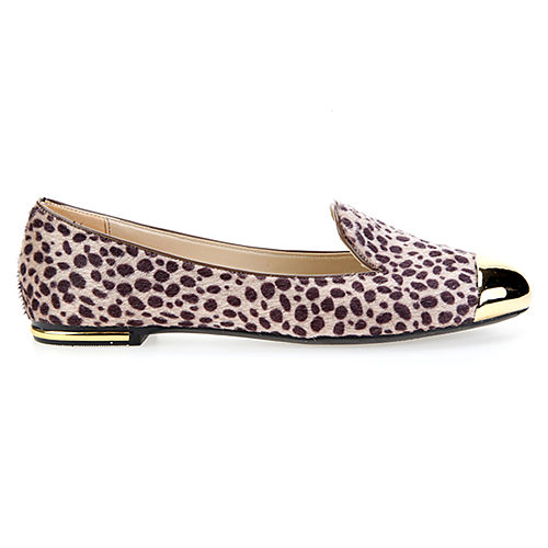 Mecrea Shoes Leopar Tüylü Gold Babet