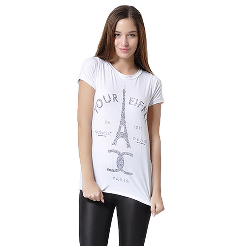  Beyaz, Üzeri Tour Eiffel Baskılı T-Shirt