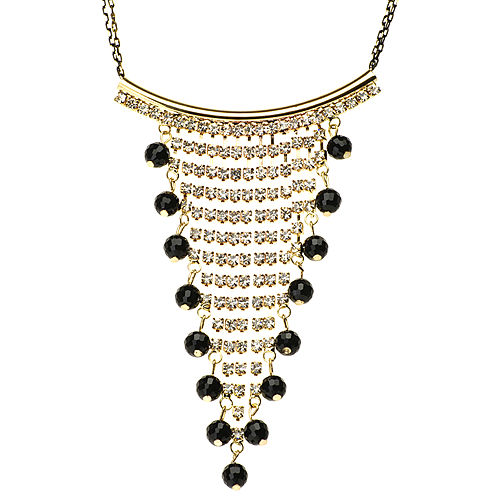 Mecrea Accessories Black & Gold Swarovski Kolye