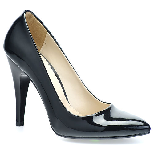 Mecrea Shoes Blackk Rugan Siyah Stiletto