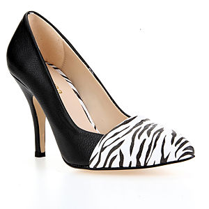 Mecrea Shoes Monochrome Zebra Burun Stiletto