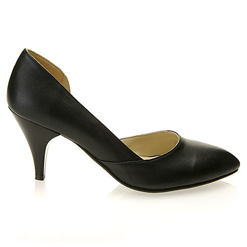 Mecrea Shoes Siyah Alçak Topuk Yanları Açık Stiletto