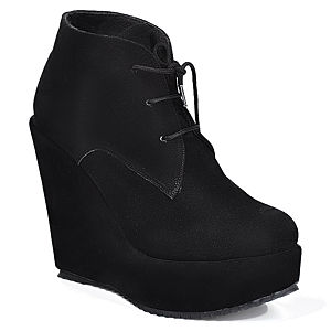 Mecrea Shoes Siyah Bağcıklı Dolgu Taban Bootie