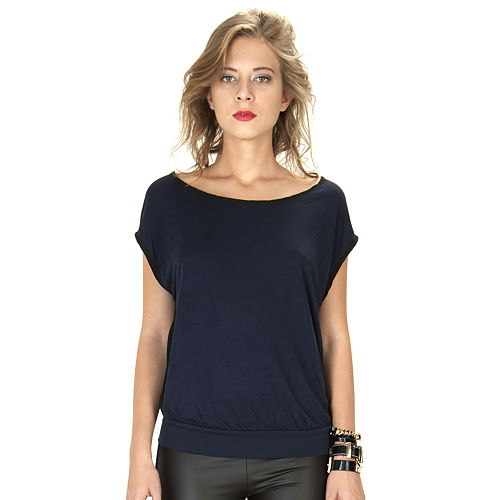 Street Fashion Lacivert-Siyah Kolsuz Bluz
