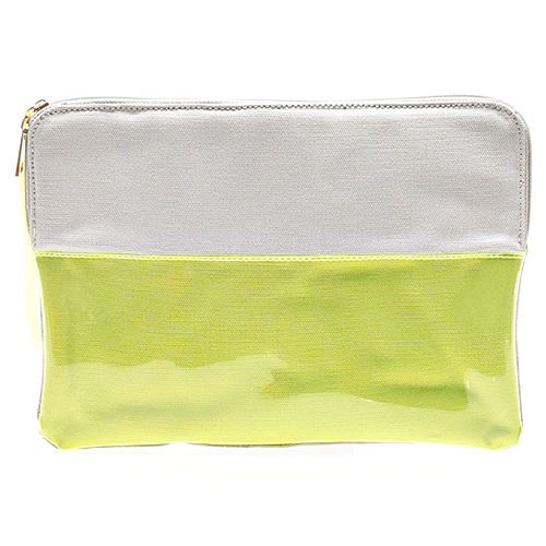 Street Fashion Neon Sarı Detaylı Kanvas Clutch Çanta